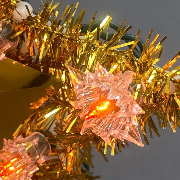 VTG J. Hofert Tree Top 11 Light Gold Star Christmas Topper Indoor Tinsel Kitschy - Picture 11 of 16